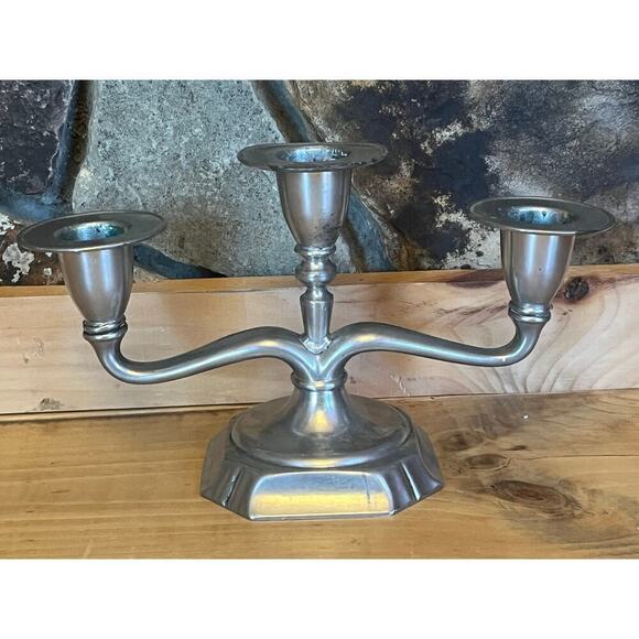 Vintage 3 candle stick holder Candelabra. Silver tone. Table Decor Piece! - Picture 1 of 7